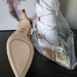 Jessica Simpson / Gold Python Heels